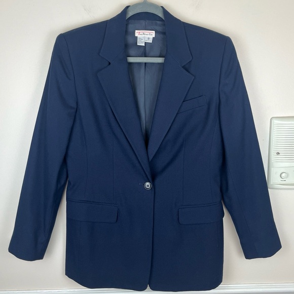 Talbots Women Size 8 Navy Blue 1-Button Single Breasted Wool Blazer Exc Cond - Picture 1 of 9